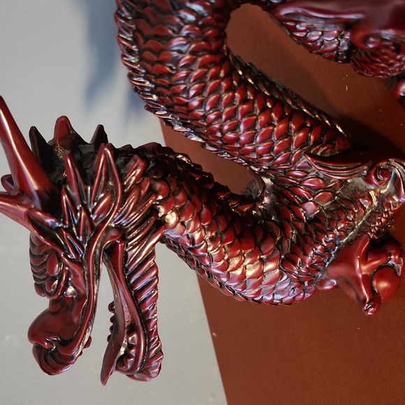 Elegant Red Dragon Sculpture - Picture 2 of 9